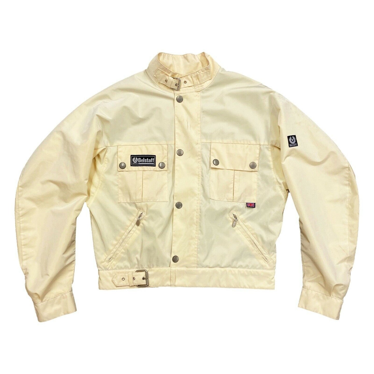 Belstaff Womens Bomber Style Jacket Vintage High End Designer Coat Cream VTG Graphic Tee – Warm & Stylish · Trending Graphic Apparel
