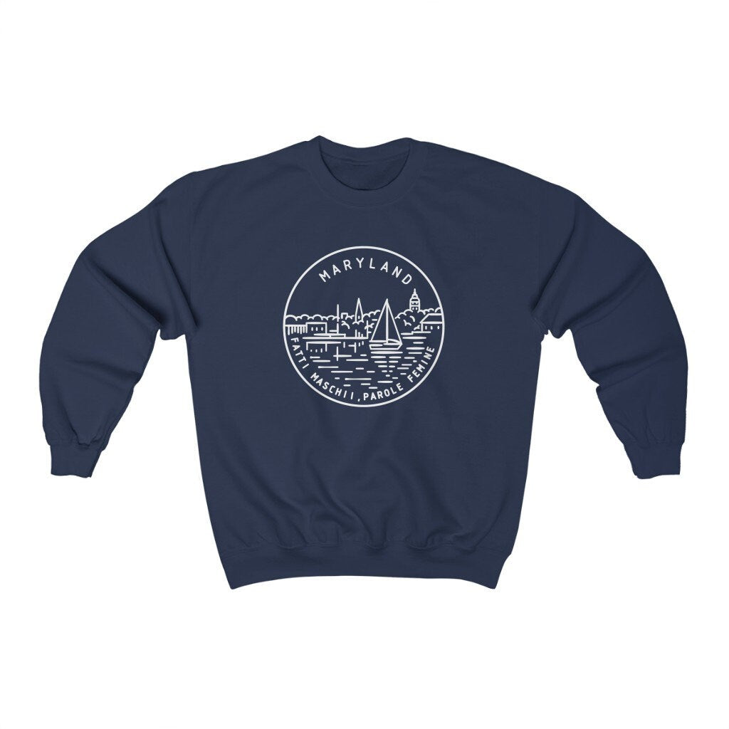 Maryland Sweatshirt State Design Adult Unisex Crewneck Maryland Sweatshirt Personalization Available Sweatshirt – Easygoing Wear · Great Gift For Fans