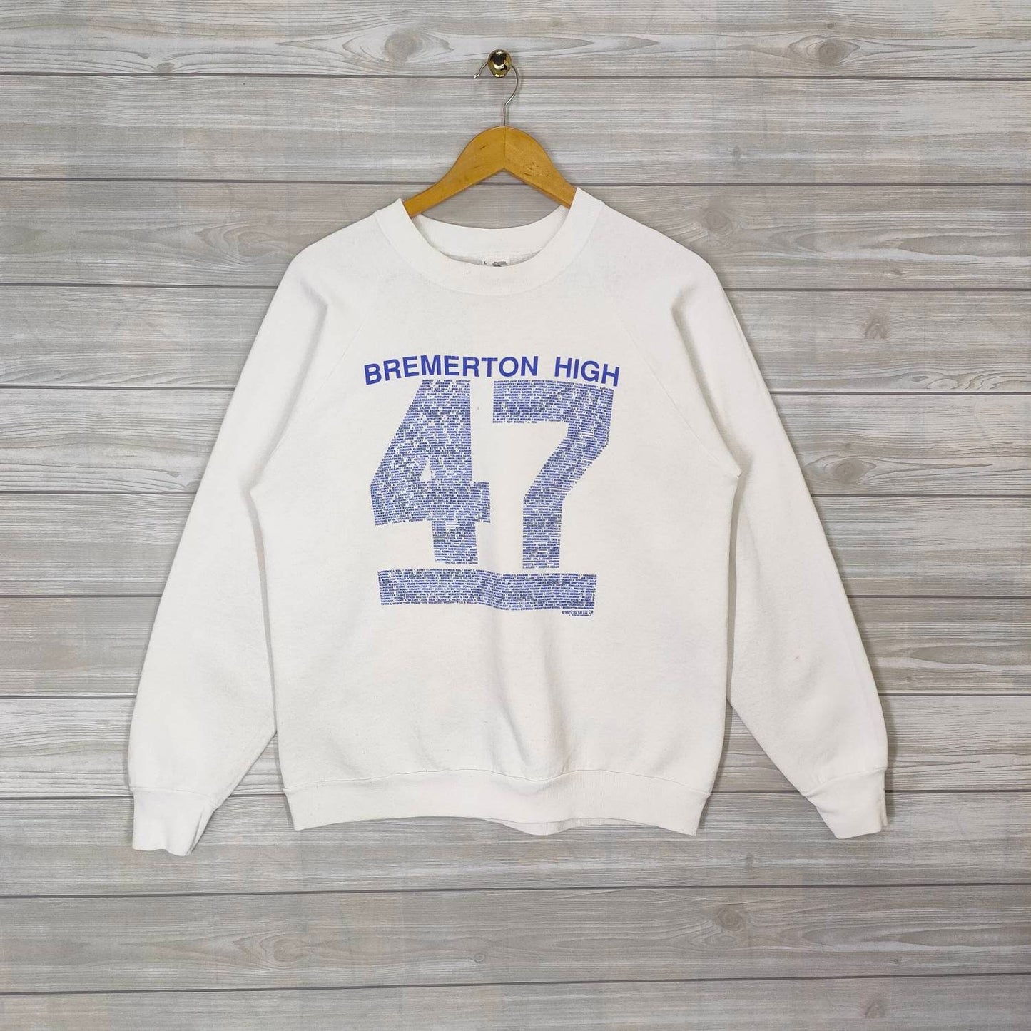 90s Crewneck Raglan Vintage Bremerton High Sweatshirt Jumper Pullover White Size Medium Sweatshirt – Bold Style · Trending Graphic Apparel