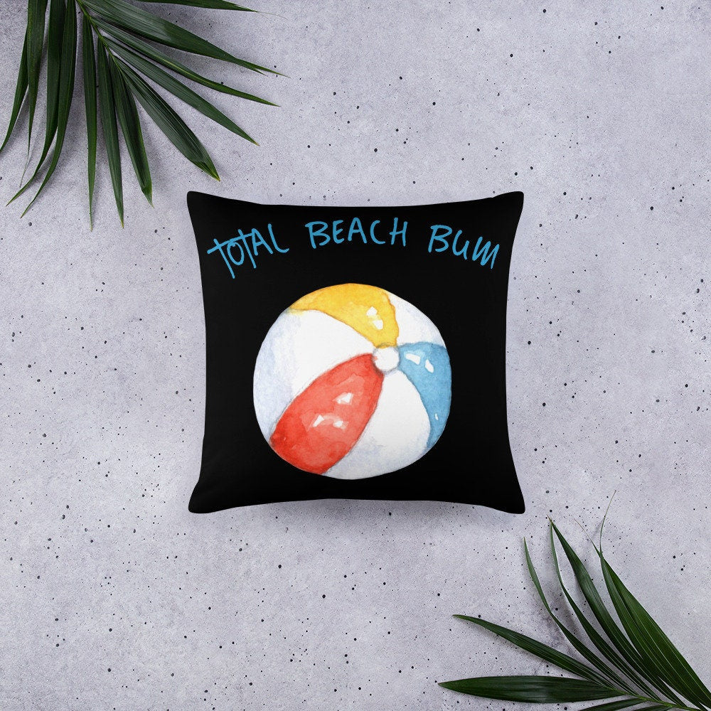 Totaly Beach Bum Black Basic Pillow Graphic Tee – Cozy Vibes · High-Quality Print