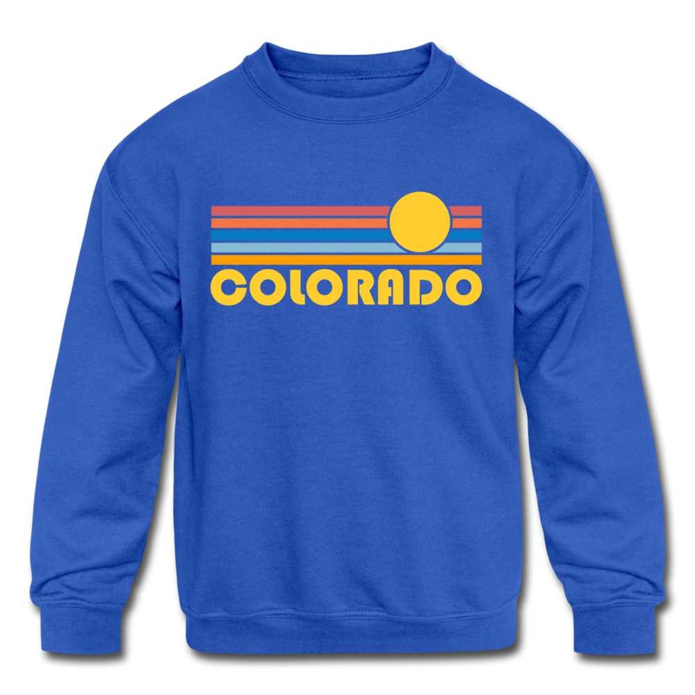 Colorado Youth Sweatshirt Retro Sunrise Youth Colorado Sweatshirt Personalization Available Sweatshirt – Bold Style · Must-Have Style