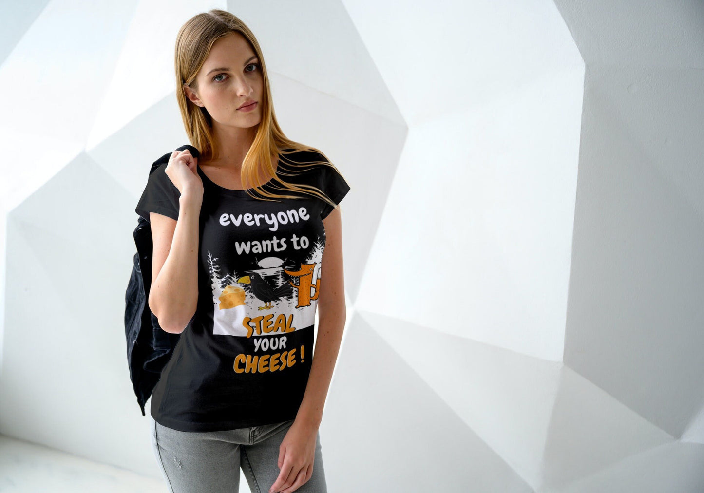 Everyone Wants To Steal Your Cheese Fox and Crow Short Sleeve Unisex T Shirt Graphic Tee – Soft Feel · Great Gift For Fans