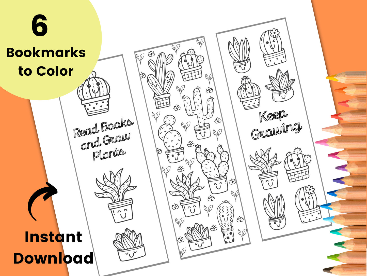 Printable Bookmarks to Color Houseplant Bookmark Cactus Bookmark Cute Bookmark Relaxing Coloring Page Color Your Bookmarks Botanical Graphic Tee – Warm & Stylish · Top Pick For Any Outfit