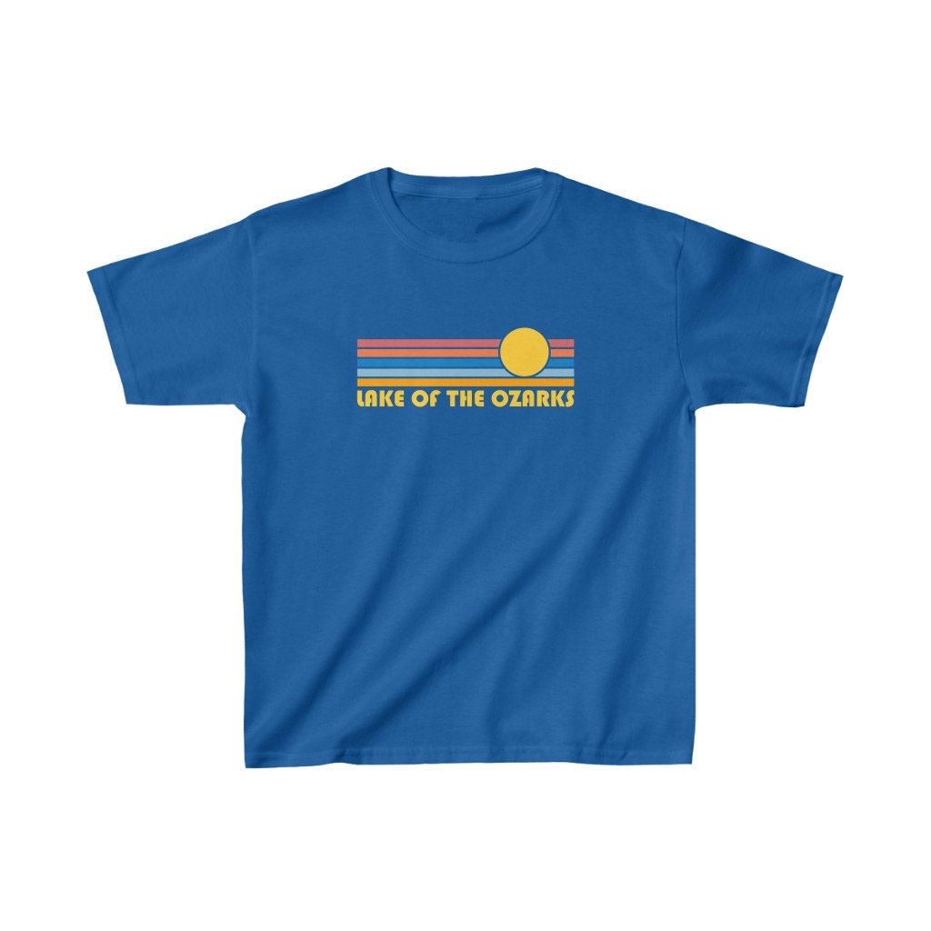 Lake of the Ozarks Missouri Youth Shirt Retro Sunrise Lake of the Ozarks Kid39s TShirt Personalization Available Graphic Tee – Aesthetic Look · Trending Graphic Apparel