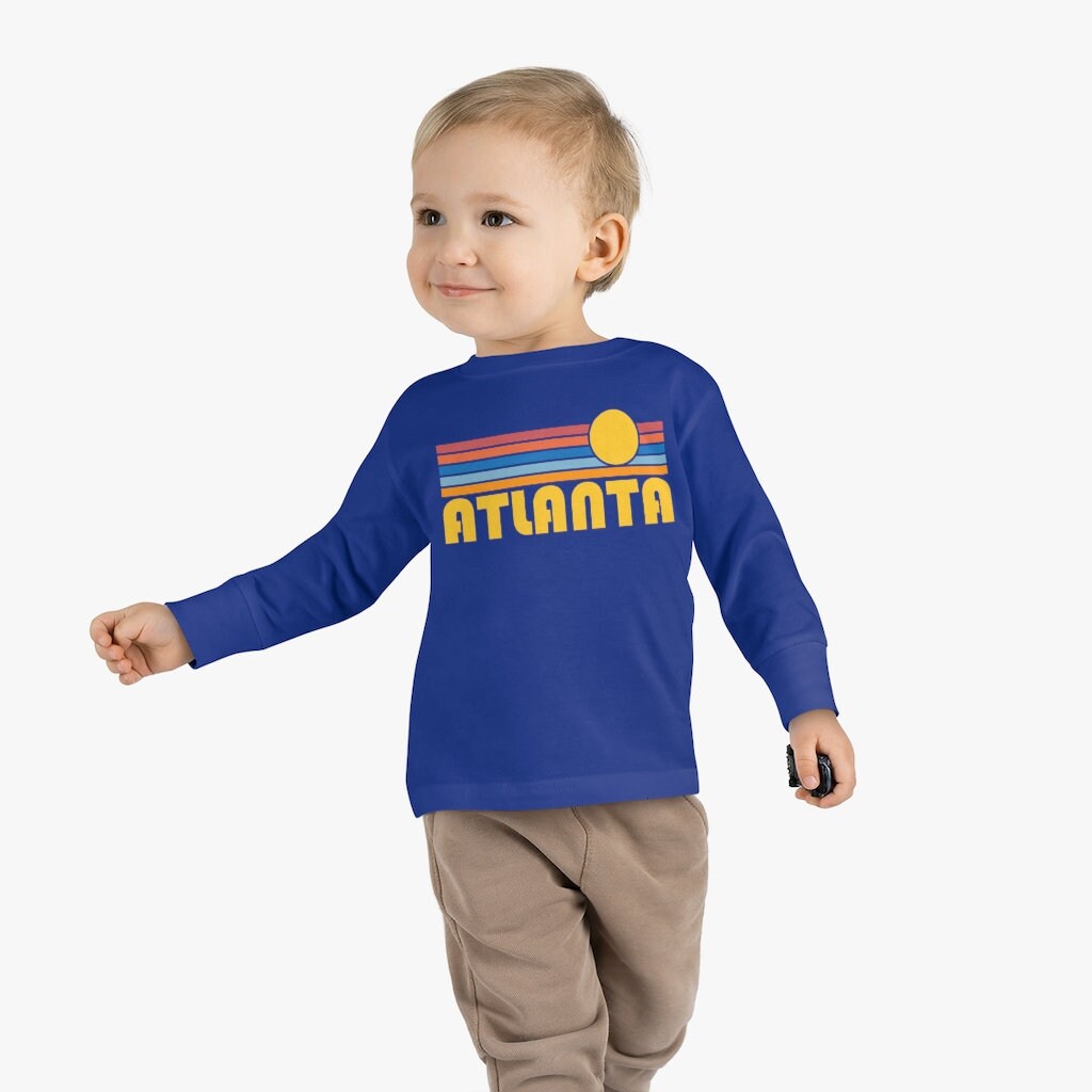 Atlanta Georgia Toddler Long Sleeve Shirt Retro Sun Unisex Toddler Atlanta T Shirt Personalization Available Graphic Tee – Soft Feel · Trending Graphic Apparel