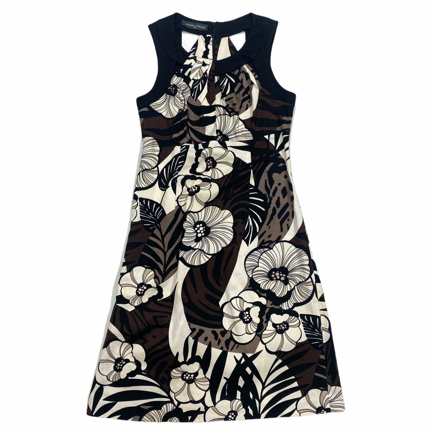 Sandro Ferrone Sleeveless Floral Patterned Dress Vintage Designer Grey Black Graphic Tee – Bold Style · Great Gift For Fans
