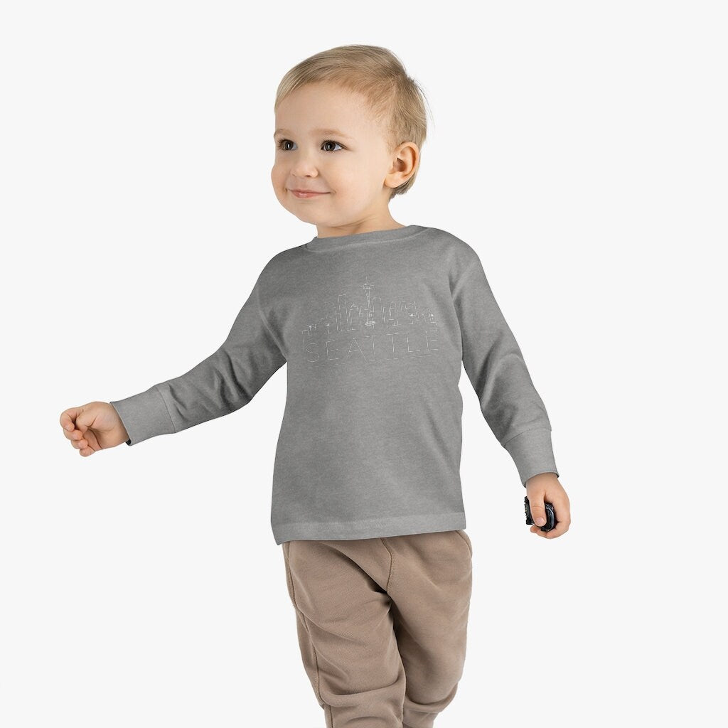 Seattle Washington Toddler Long Sleeve Shirt Skyline Unisex Toddler Seattle T Shirt Personalization Available Graphic Tee – Easygoing Wear · Perfect For Daily Wear