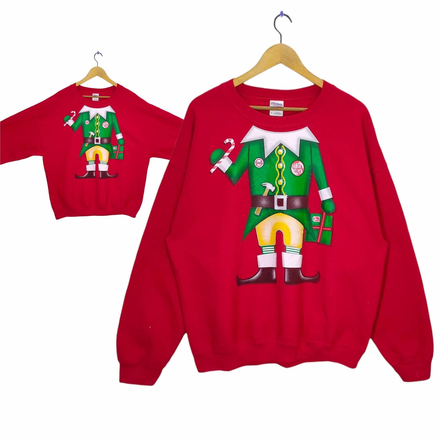 Y2K Christmas Sweatshirt X large Vintage Santa Helper Sweater Jumper Pullover Crewneck Baggy Red Size XL Sweatshirt – Cozy Vibes · Must-Have Style
