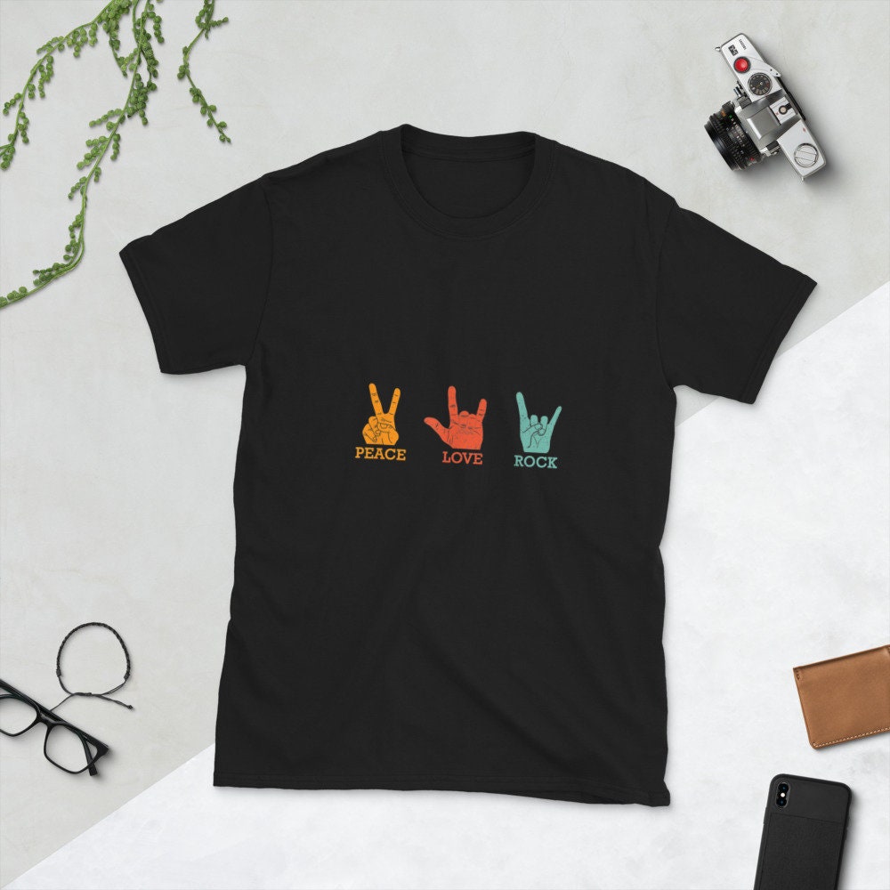 Peace Love Rock Music Short Sleeve Unisex T Shirt Graphic Tee – Fan Favorite · Must-Have Style