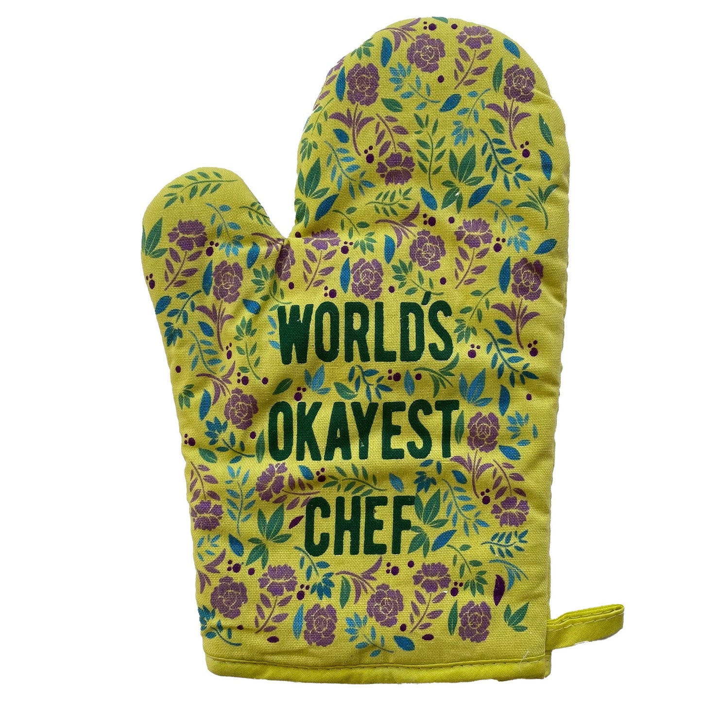 World39s Okayest Chef Oven Mitt Housewarming Gift Pot Holder Christmas Gift Hostess Gift Funny Oven Mitts Floral Millennial Graphic Tee – Bold Style · Must-Have Style
