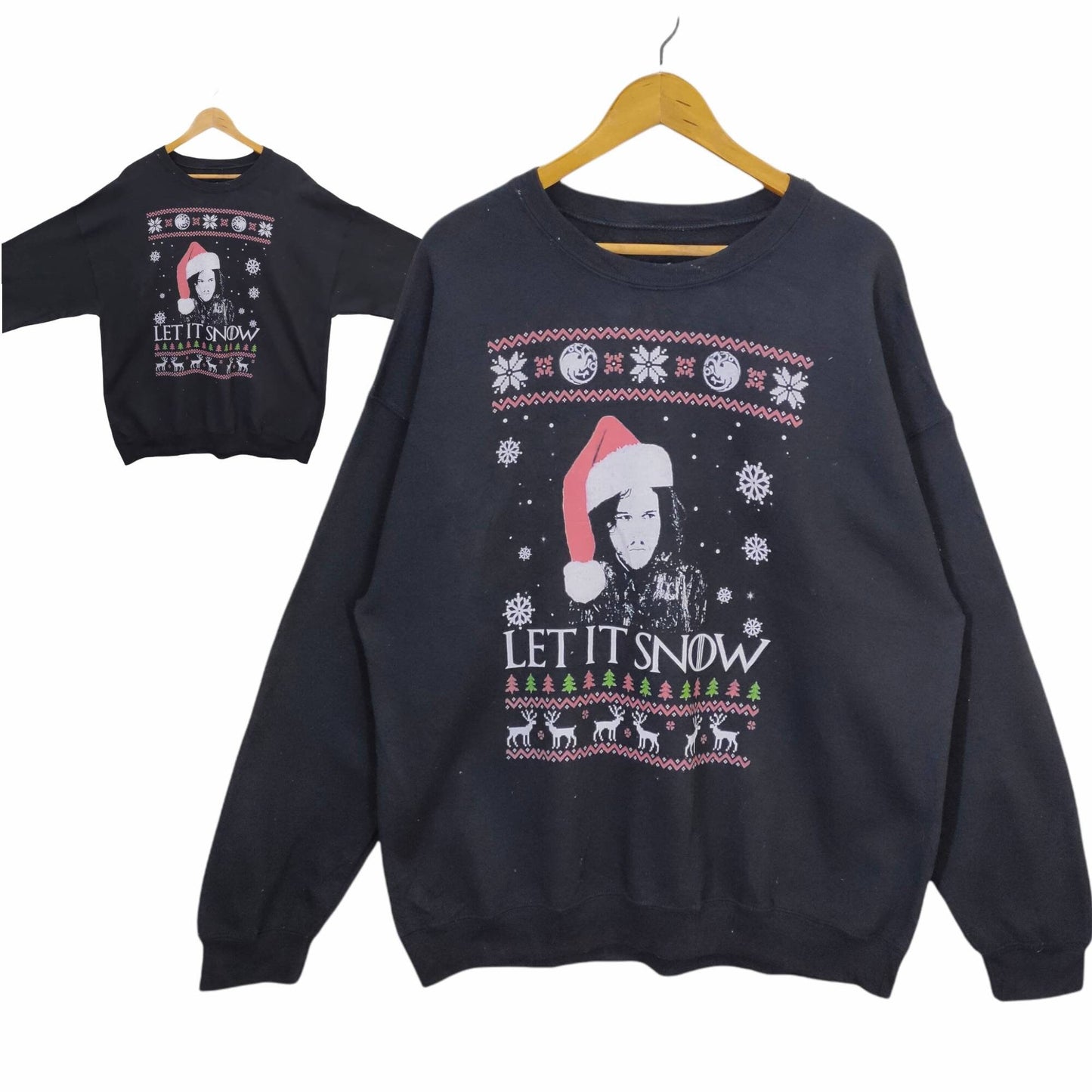 Jon Snow Let It Snow Christmas Sweater X large Vintage Champion Sweatshirt Jumper Pullover Crewneck Graphics Black Size XL Sweatshirt – Easygoing Wear · Must-Have Style