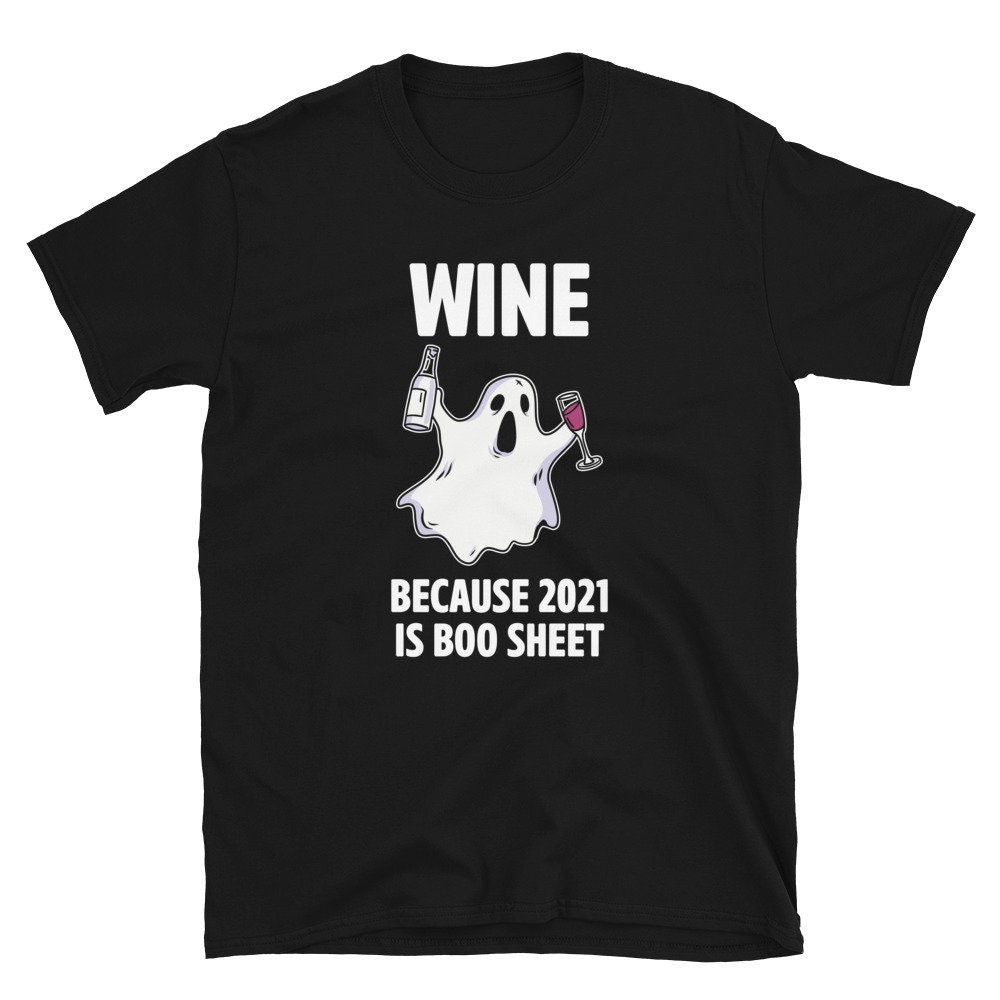 Halloween Ghost drinks Wine Unisex T Shirt Graphic Tee – Fan Favorite · High-Quality Print