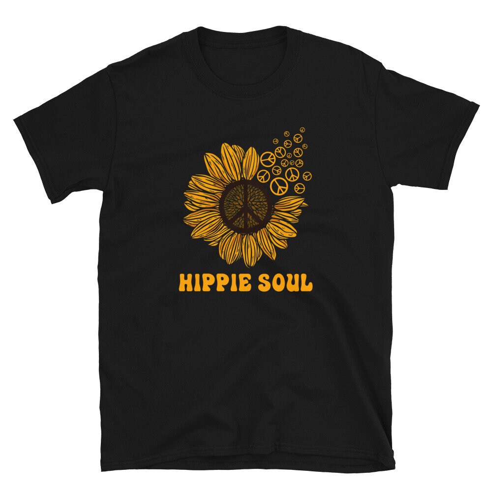 Hippie Soul Sunflower Peace Unisex T Shirt Graphic Tee – Cozy Vibes · Perfect For Daily Wear