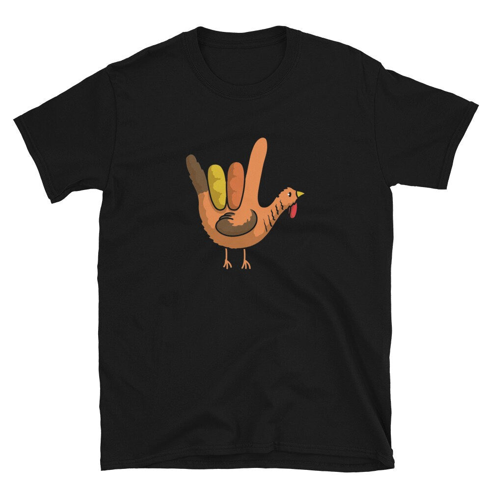 Funny Turkey Hand Gesture Thanksgiving Unisex T Shirt Graphic Tee – Easygoing Wear · Perfect For Daily Wear