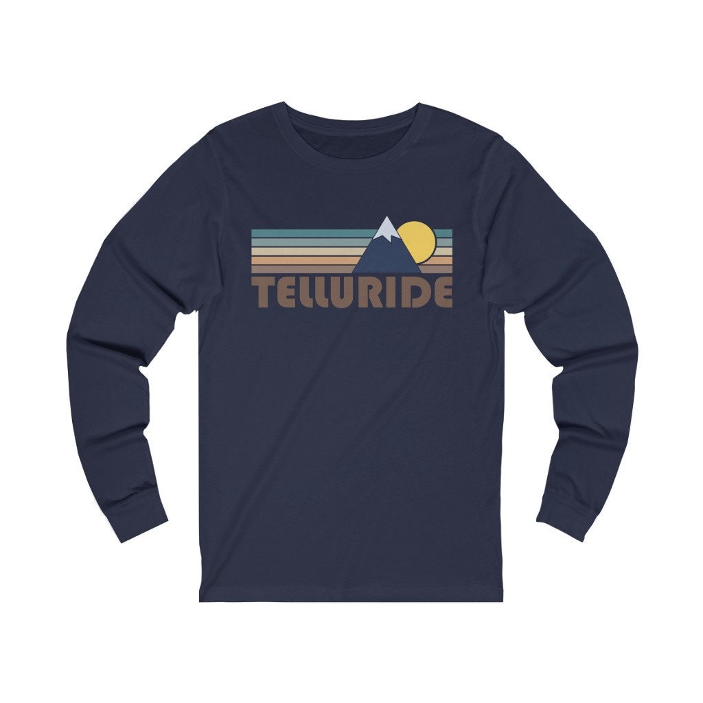 Telluride Colorado Long Sleeve Shirt Unisex Fall Retro Mountain Long Sleeve Telluride T Shirt Personalization Available Graphic Tee – Soft Feel · Trending Graphic Apparel