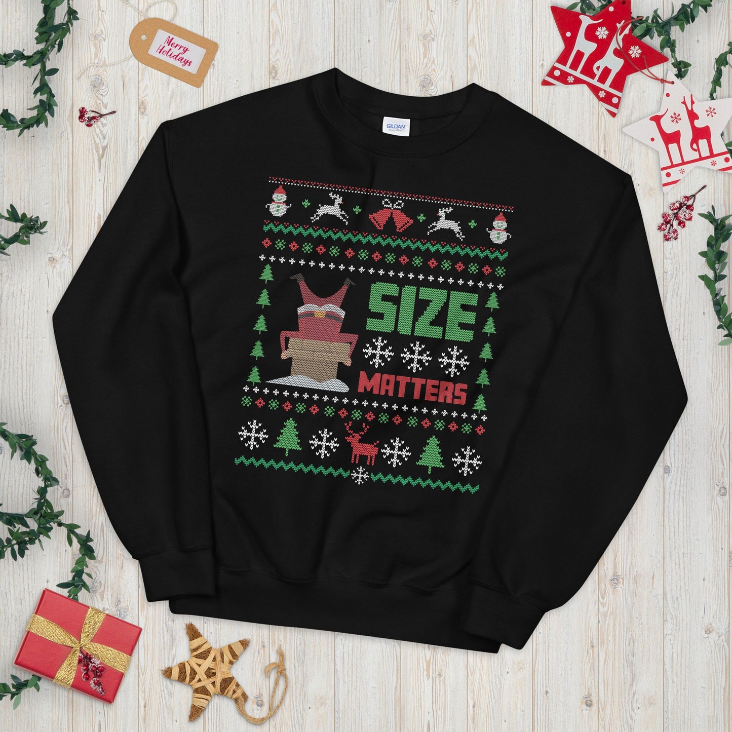 Size Matter Funny Santa Claus Ugly Christmas Sweater Graphic Tee – Bold Style · Perfect For Daily Wear