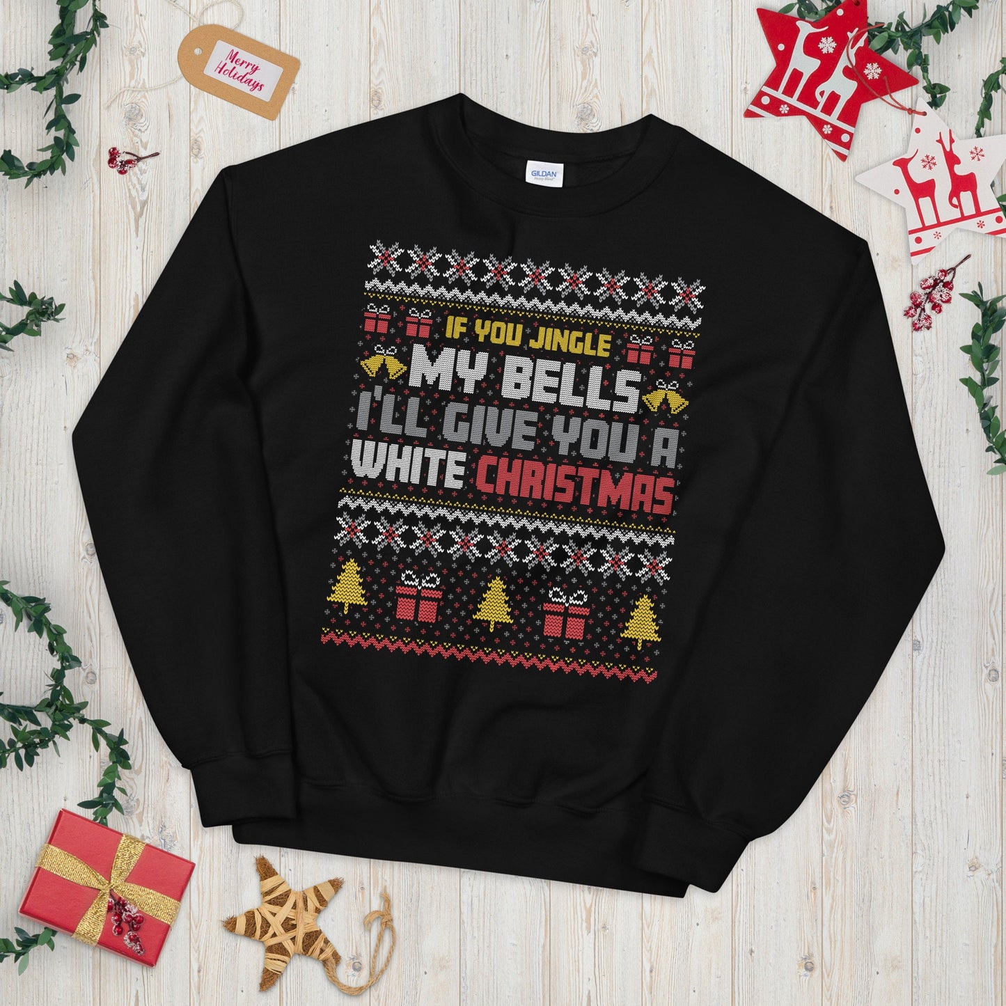 If you Jingle my Bells I39ll Give you a White Xmas Ugly Christmas Sweater Graphic Tee – Warm & Stylish · Trending Graphic Apparel
