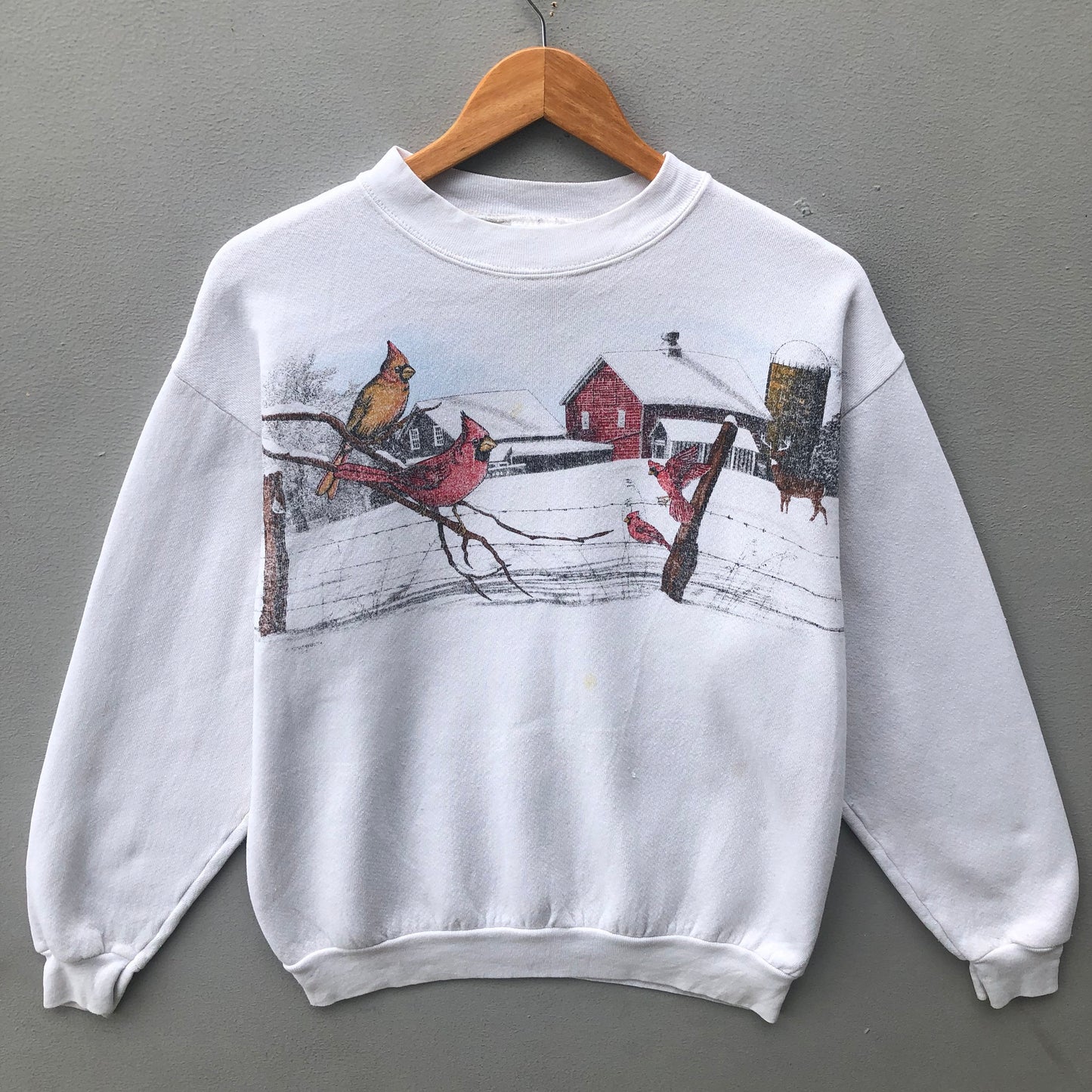 Vintage Y2K Tultex Tag Big Print Animals Logo Sweatshirt Crewneck Pullover Colour White Size Medium Sweatshirt – Feel-Good Design · Must-Have Style