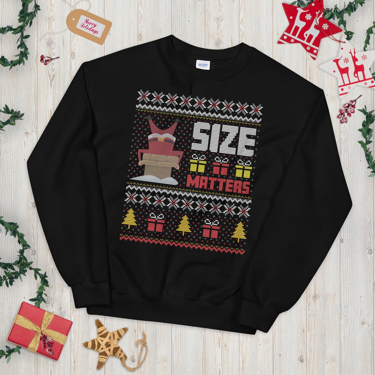 Cool Santa Size Matters Santa Claus Ugly Christmas Sweatshirt Sweatshirt – Bold Style · Perfect For Daily Wear
