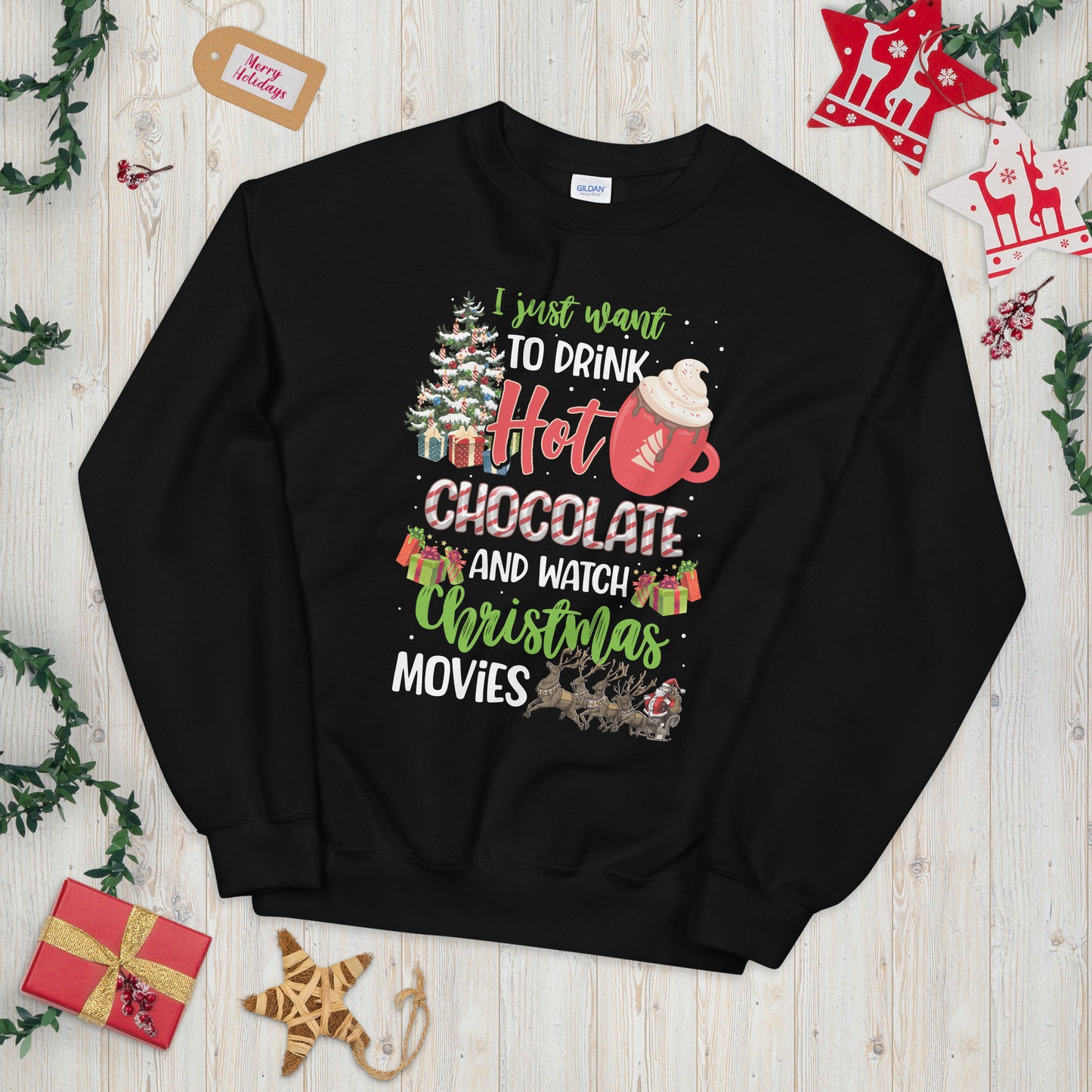 Drink Hot Chocolate Watch Xmas Movies Unisex Sweatshirt Sweatshirt – Soft Feel · Top Pick For Any Outfit