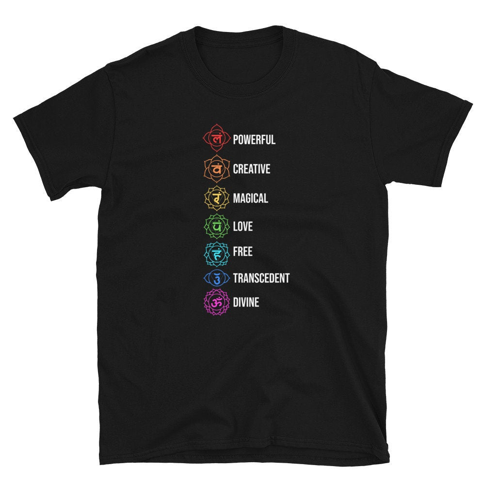 7 Chakras Sanskrit Meditation Unisex T Shirt Graphic Tee – Warm & Stylish · Top Pick For Any Outfit