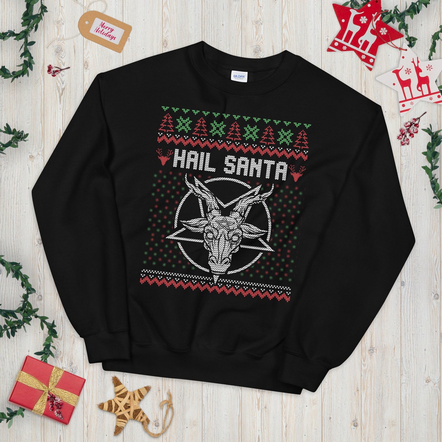 Hail Santa Ugly Festive Graphic Unisex Sweatshirt Sweatshirt – Aesthetic Look · High-Quality Print
