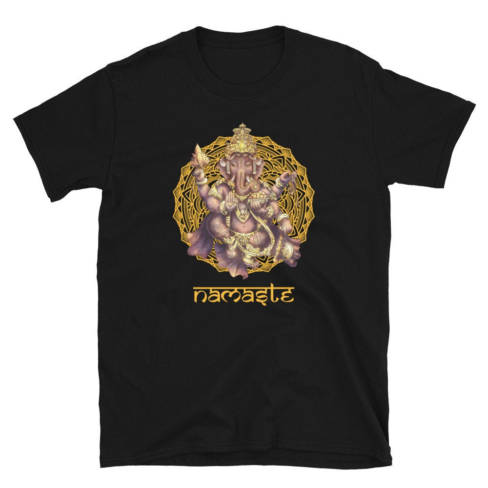 Ganesha Mandala Sitting Namaste Unisex T Shirt Graphic Tee – Bold Style · Great Gift For Fans