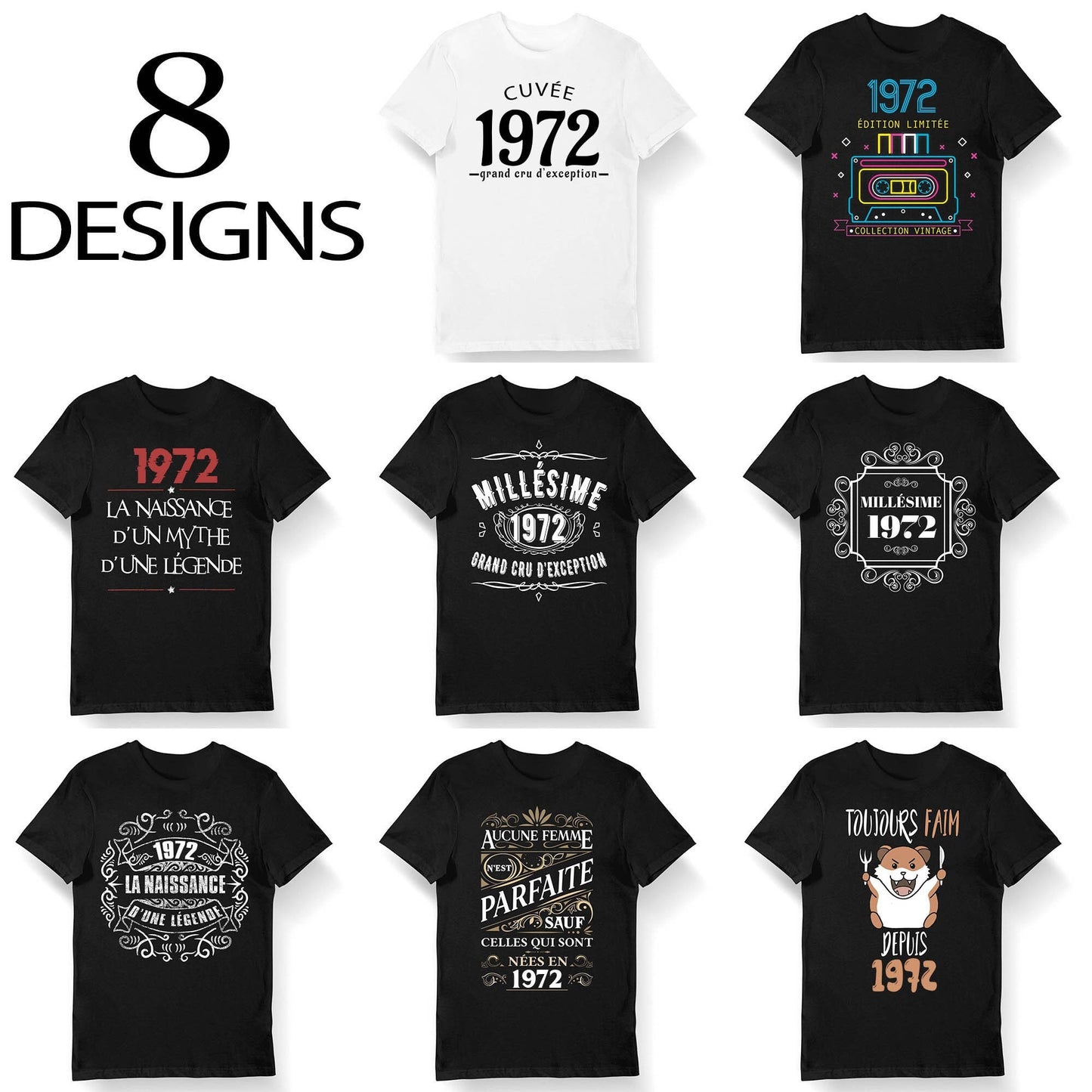 Ide Cadeau anniversaire 51 ans anne 1972 T shirt Bio Homme et Femme Sweat et Mug l 8 designs originaux humoristiques Graphic Tee – Cozy Vibes · High-Quality Print