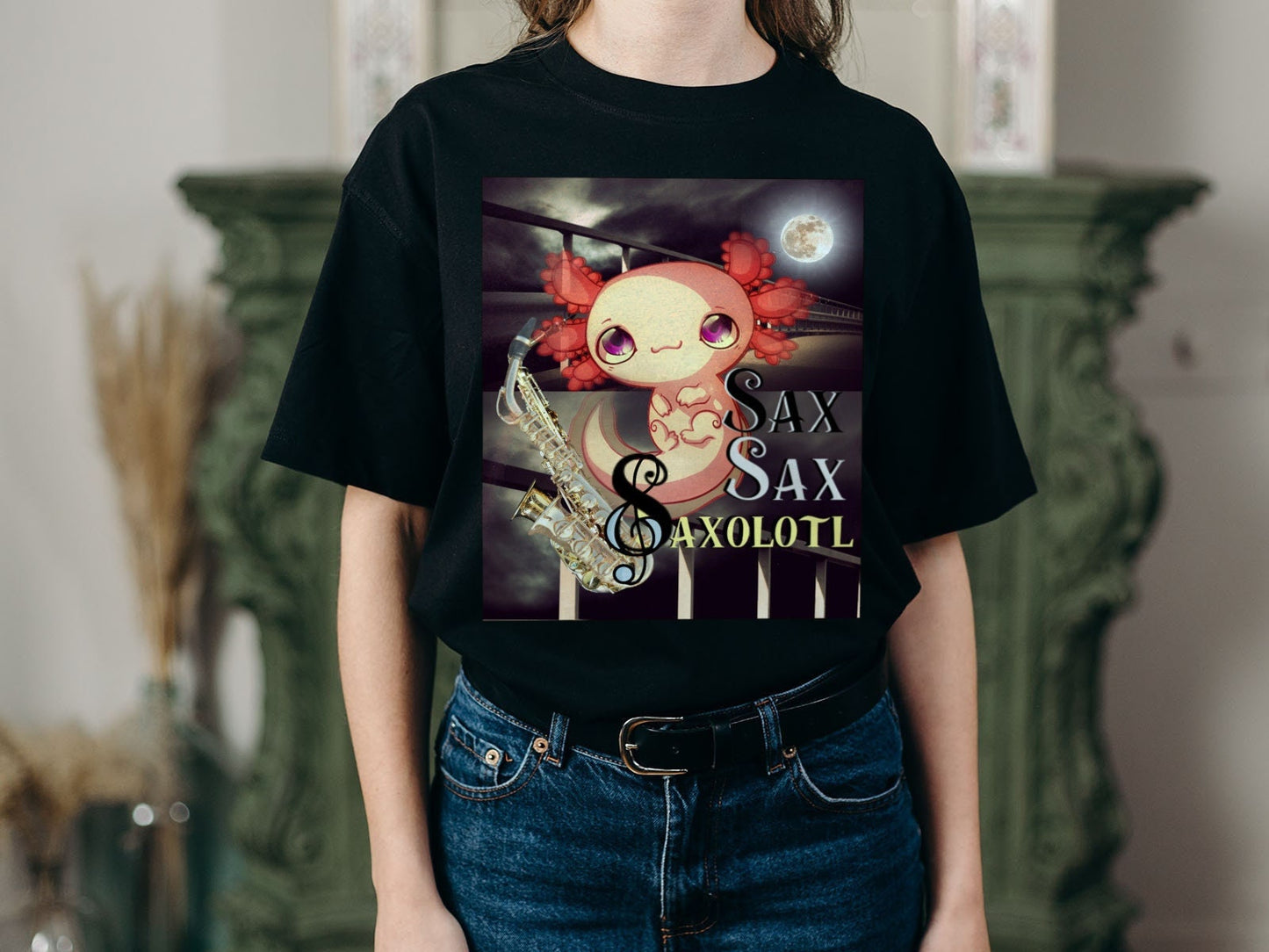 Axolotl Saxolotl Saxaphone Player Saxophonist Short Sleeve Unisex T Shirt Graphic Tee – Soft Feel · Top Pick For Any Outfit