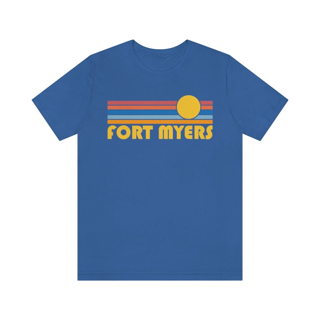 Fort Myers Florida Shirt Retro Sunset Unisex Fort Myers TShirt Personalization Available Graphic Tee – Soft Feel · Top Pick For Any Outfit