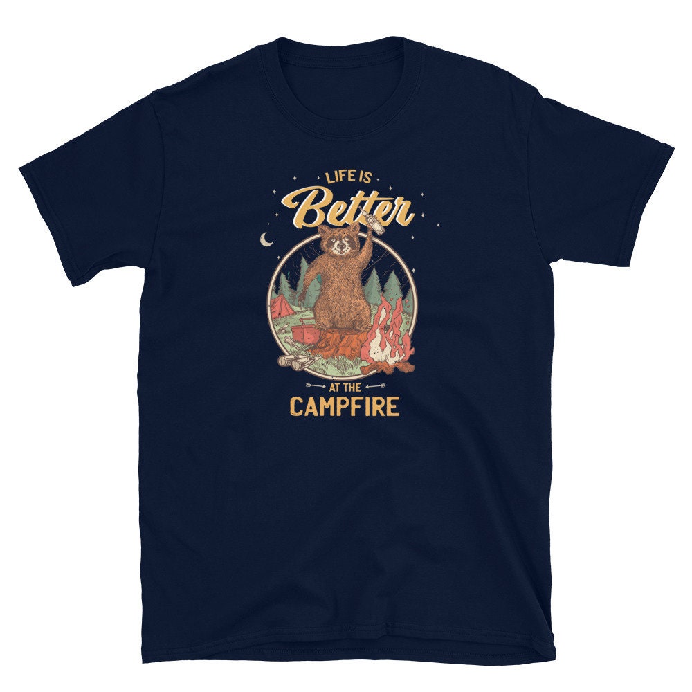 Camping Raccoon Life Is Better At The Campfire T Shirt Graphic Tee – Easygoing Wear · Top Pick For Any Outfit