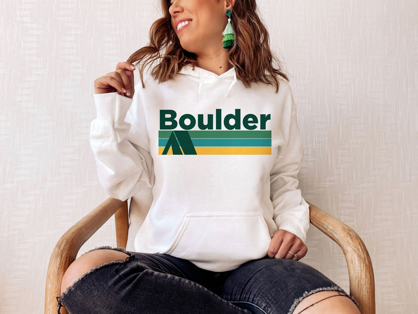 Boulder Colorado Hoodie Retro Camping Adult Unisex Boulder Sweatshirt Personalization Available Hoodie – Soft Feel · Great Gift For Fans
