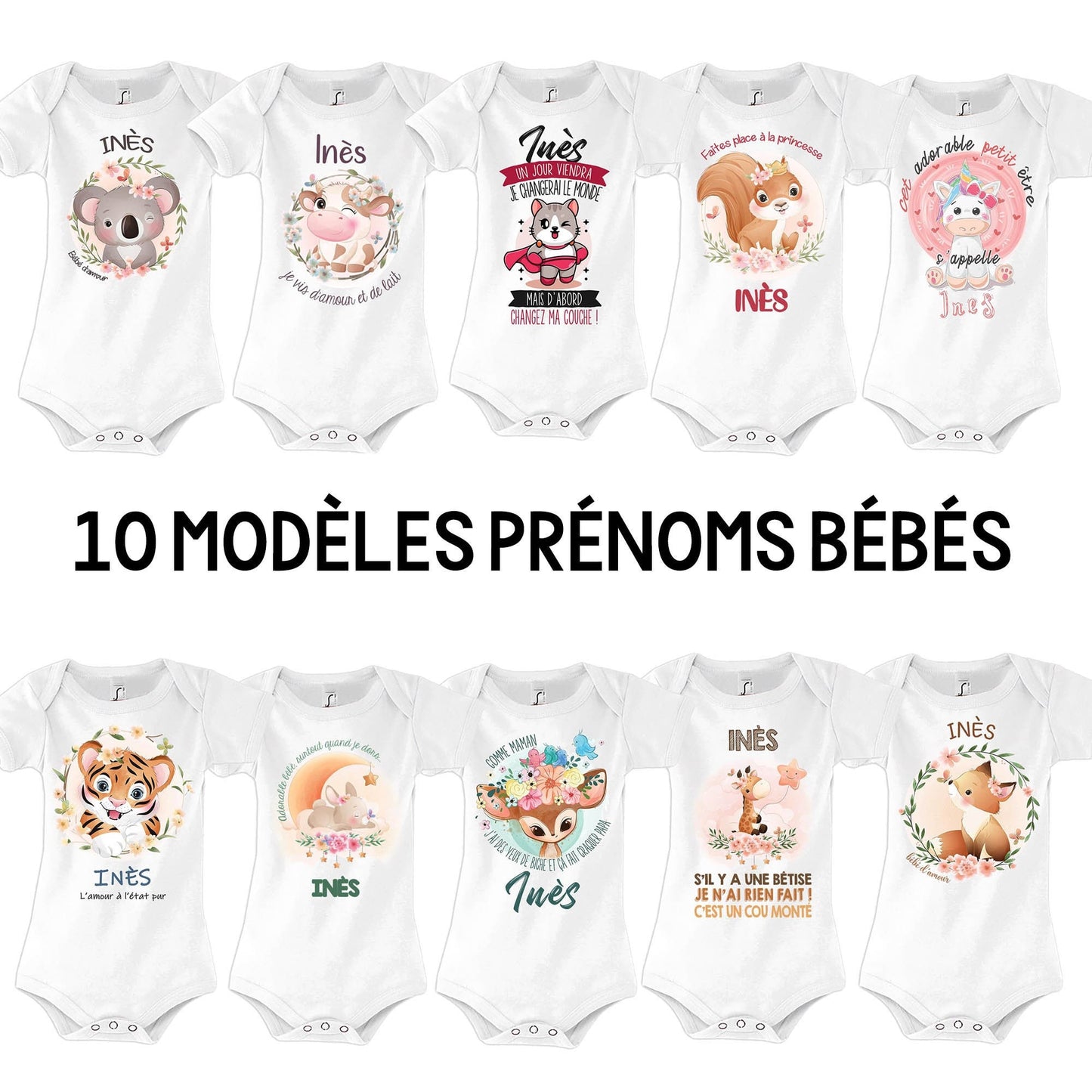 Body Bb Prnom Fille 10 Modles Body bb Naissance Cadeau Vtement Enfant mignon Graphic Tee – Bold Style · Must-Have Style