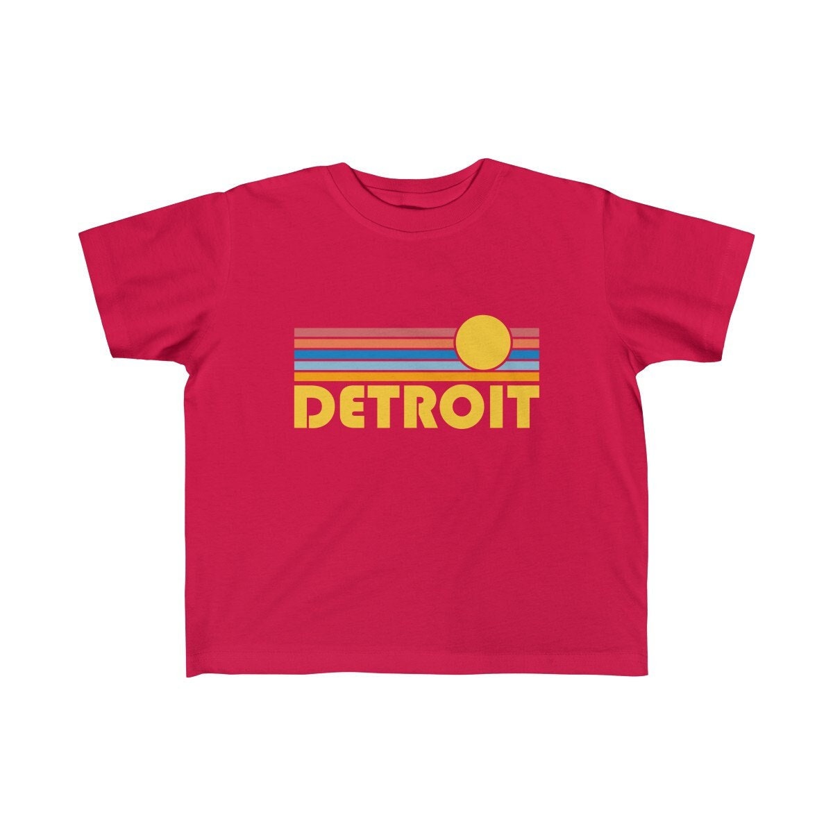 Detroit Toddler Shirt Retro Sunrise Detroit Michigan Kid39s TShirt Personalization Available Graphic Tee – Bold Style · Trending Graphic Apparel