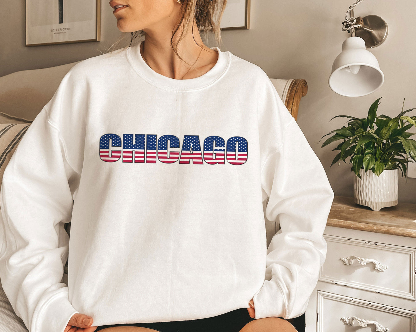 Chicago Illinois Sweatshirt Stars Stripes Adult Unisex Chicago Sweatshirt Personalization Available Sweatshirt – Bold Style · Must-Have Style