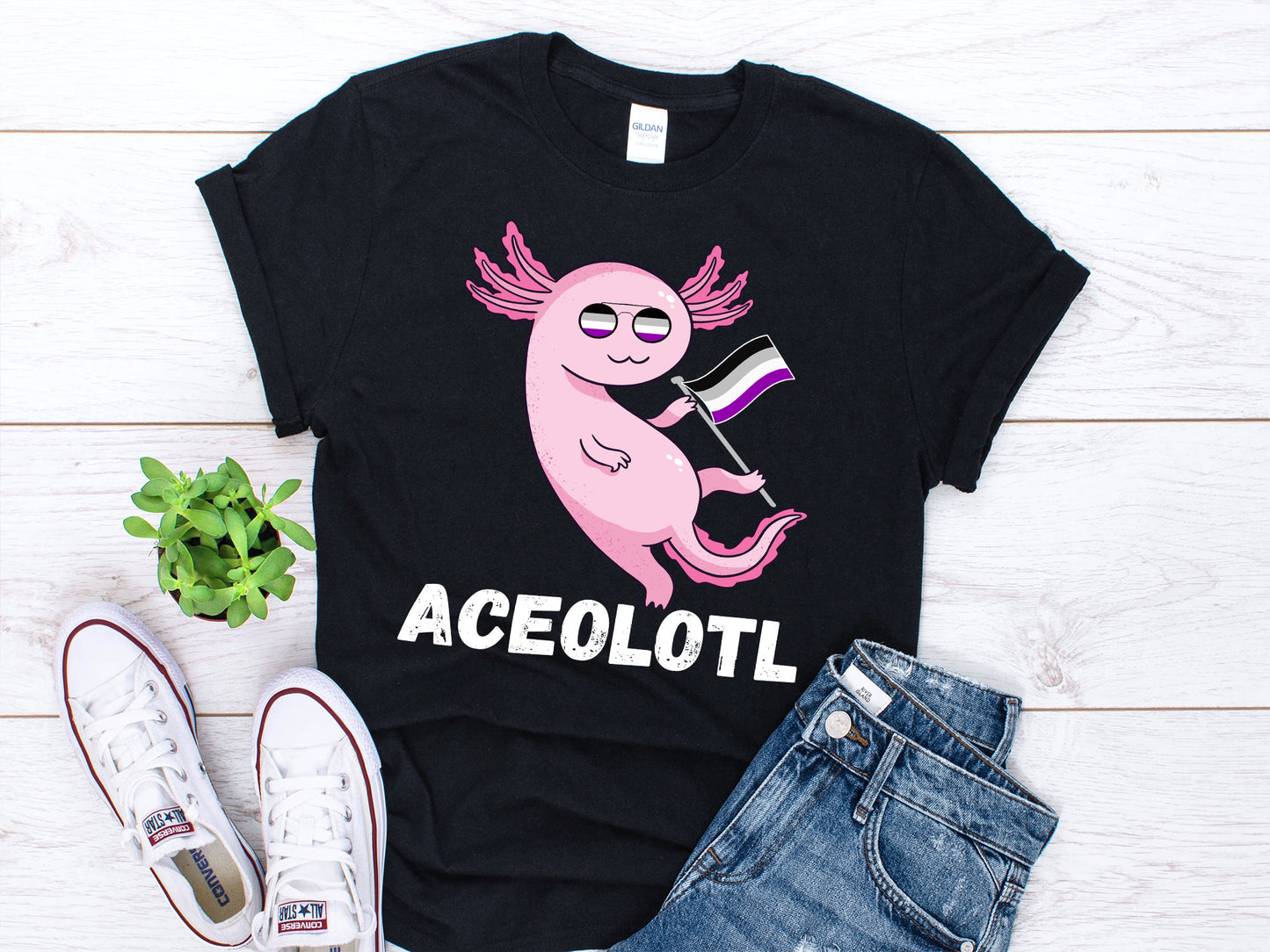 Aceolotl Asexual Pride Flag Shirt Asexual Shirt Ace Shirt Asexuality Shirt LGBQA Shirt Asexual Flag Shirt Asexual Gift Ace Gift Graphic Tee – Soft Feel · High-Quality Print