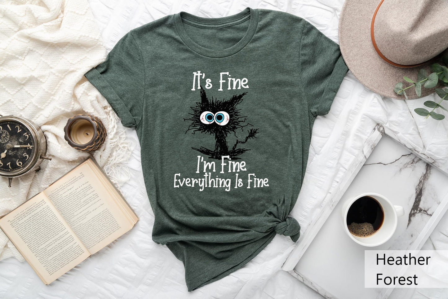 It39s Fine I39m Fine Everything Is Fine Shirt I39m Fine Shirt Cat Shirt Motivational Shirt Positivity Shirt Introvert Shirt Mental Shirt Graphic Tee – Easygoing Wear · Must-Have Style