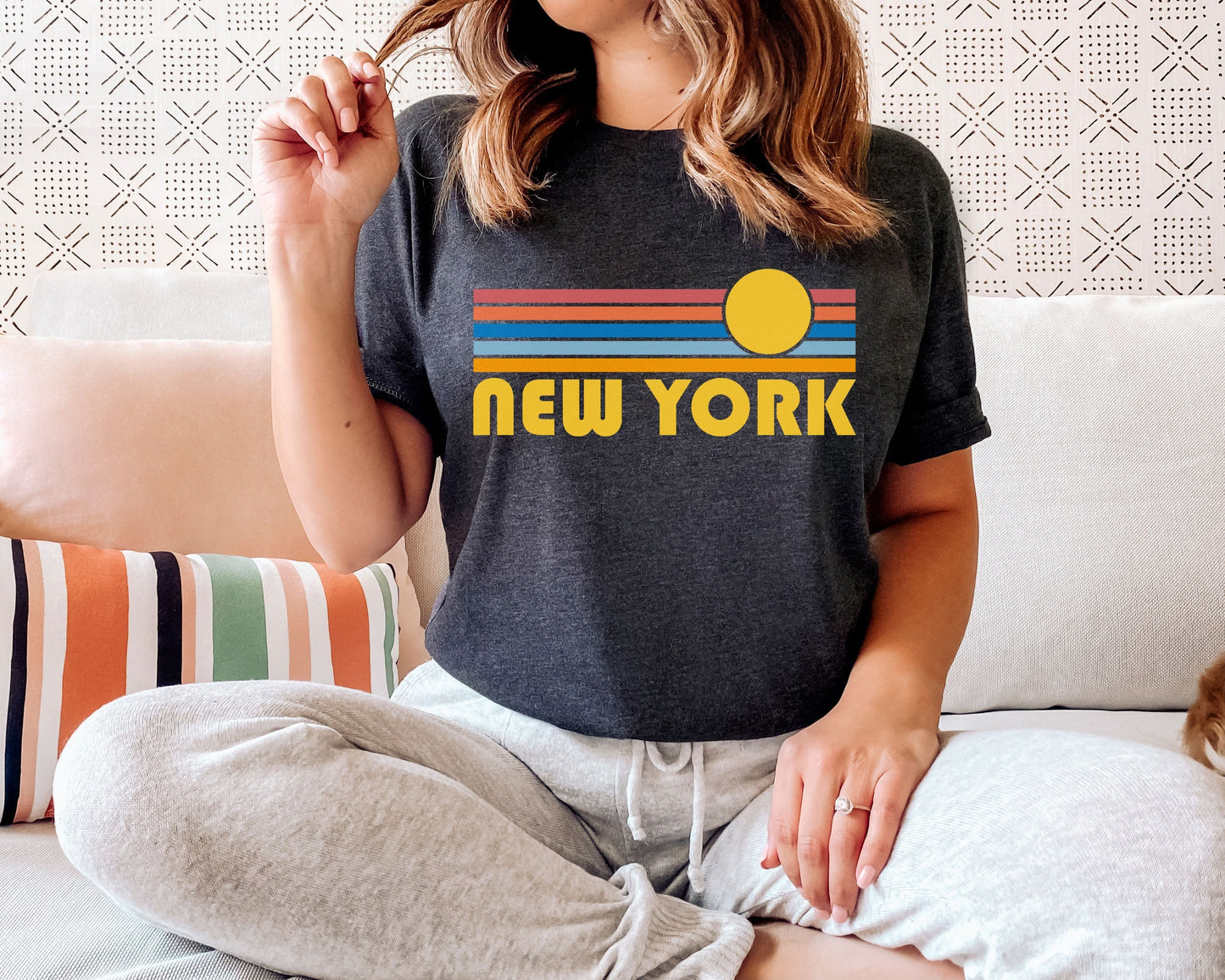 New York TShirt Retro Sunset Adult Unisex New York T Shirt Personalization Available Graphic Tee – Soft Feel · Top Pick For Any Outfit