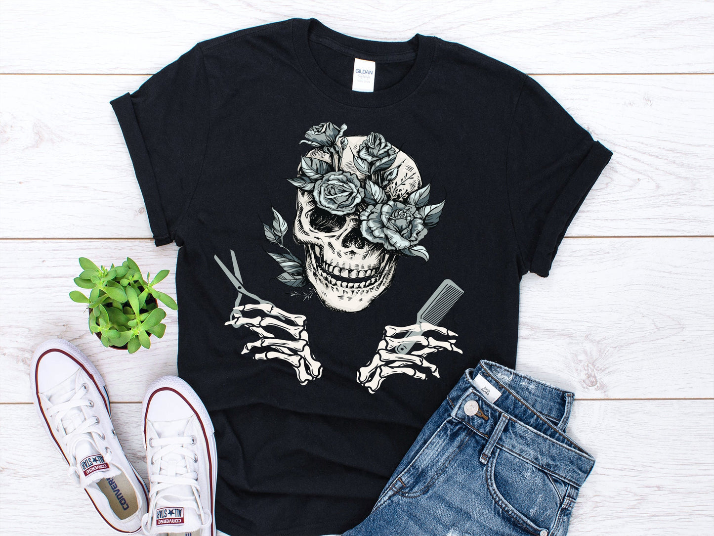 Hairdresser With Skull Shirt Gift For Hairdresser Shirt Barber T shirt Cosmetologist Hairdresser Gift Hair Salon Shirt Barber Shirt Graphic Tee – Easygoing Wear · Perfect For Daily Wear