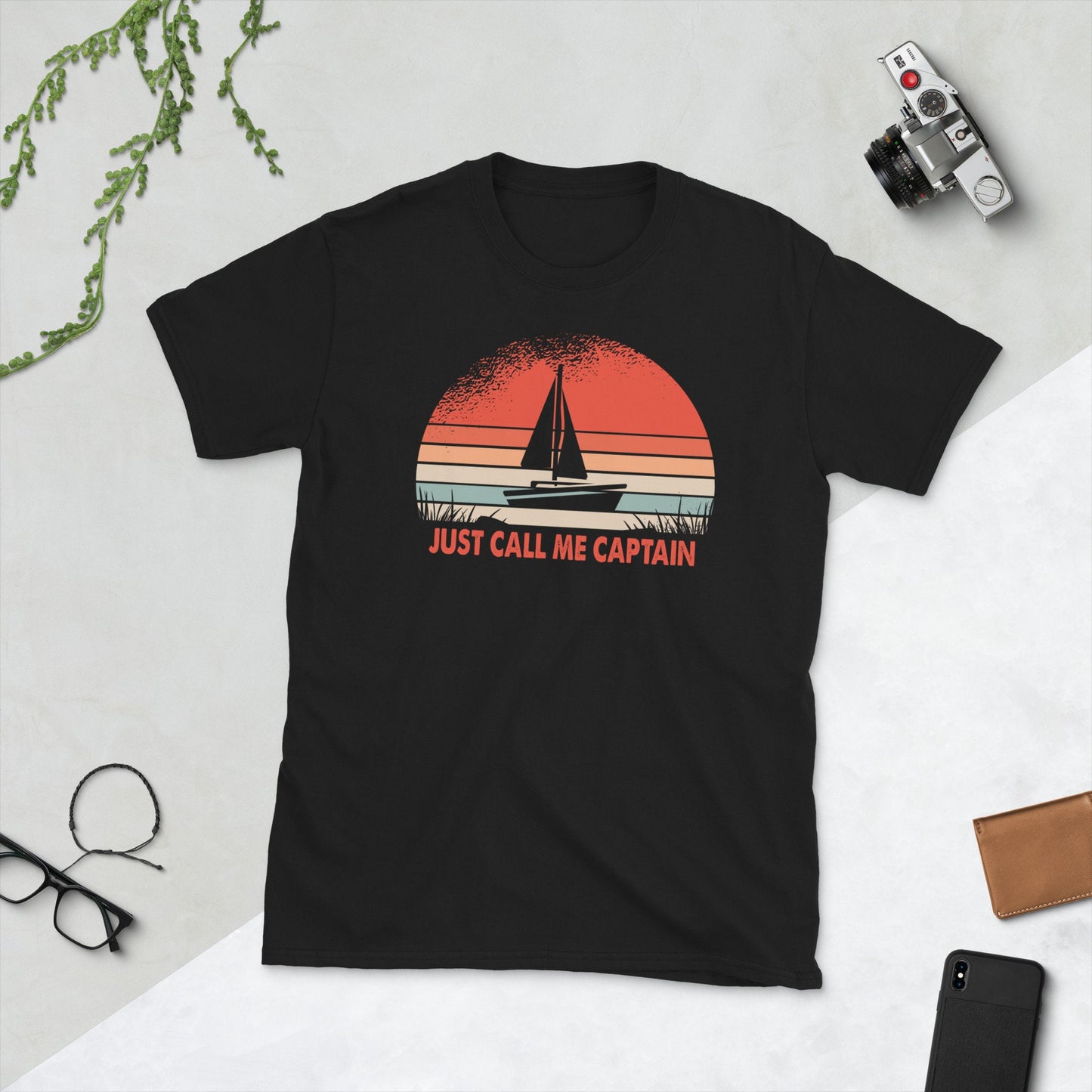 Sailing Shirt Retro Sunset Captain Tshirt Sailing Boat Just Call Me Captain Sailor Gift Graphic Tee – Bold Style · High-Quality Print