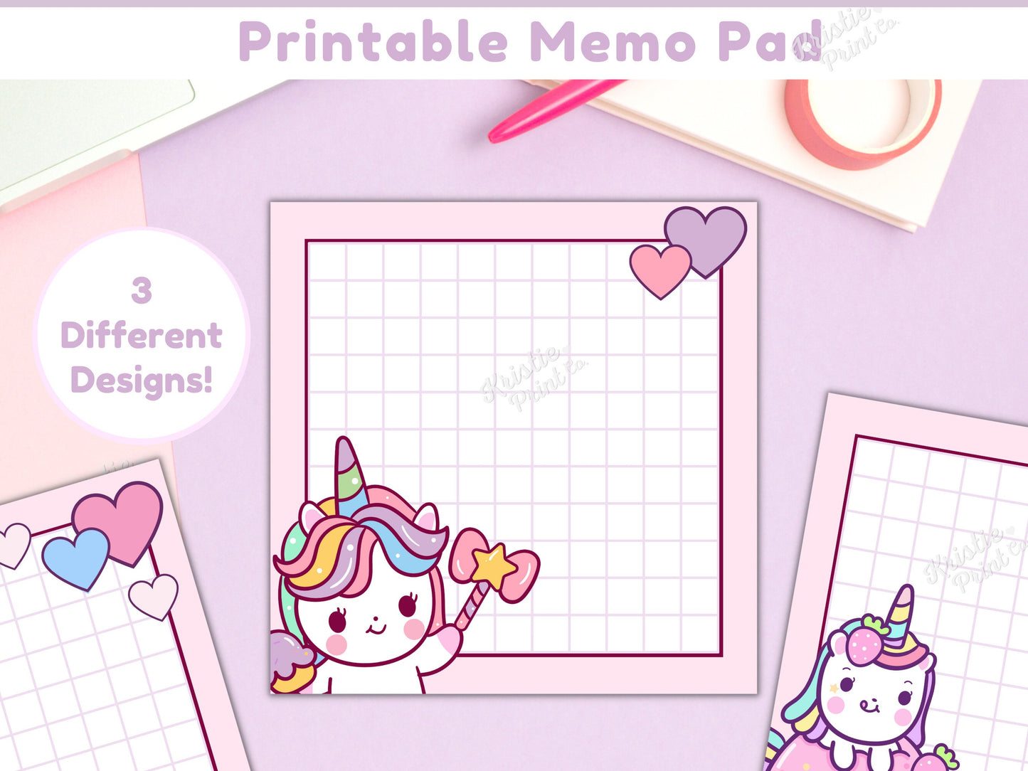 Printable Memo Pad Kawaii Stationary Unicorn Memo Pad Kawaii Memo Sheets Cute Printable Notepad Cute Stationery Printables Template Graphic Tee – Everyday Comfort · Top Pick For Any Outfit