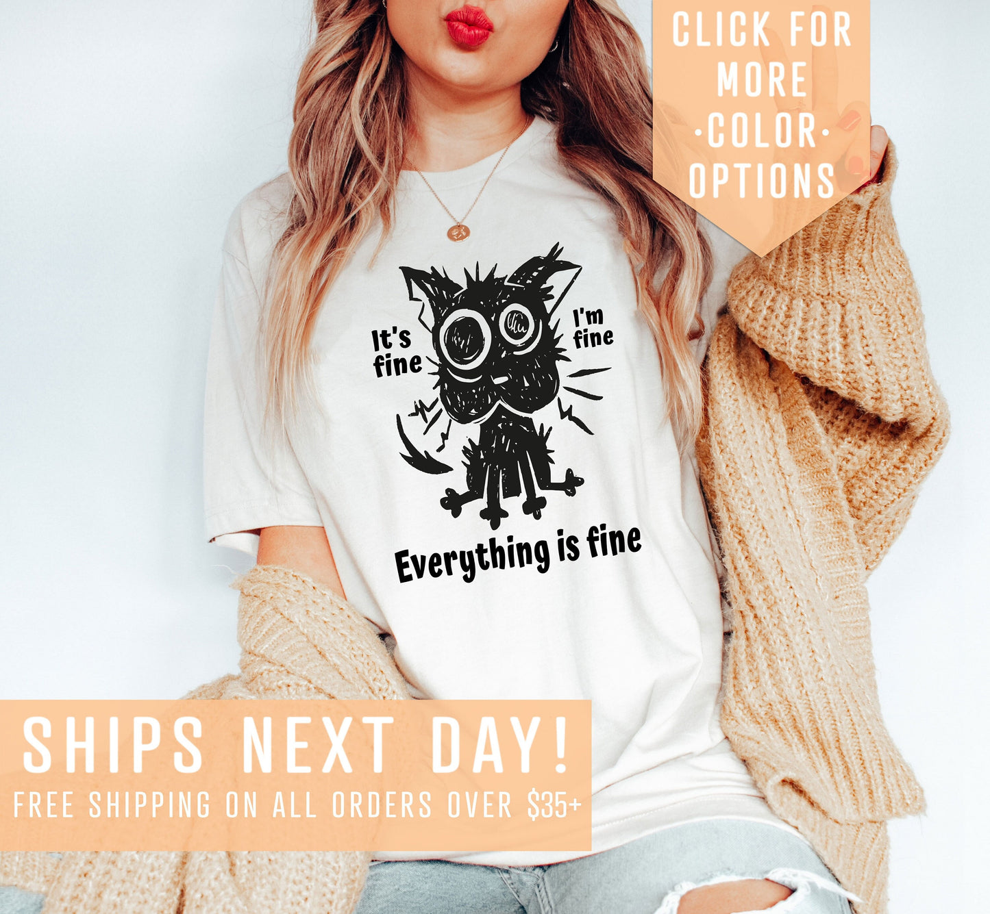 Sarcastic Everything Is Fine Shirt Gift For Cat Lover It39s Fine I39m Fine Shirt Gift Introvert Tshirt Anxiety Tee Sarcastic Sweatshirt Sweatshirt – Warm & Stylish · High-Quality Print