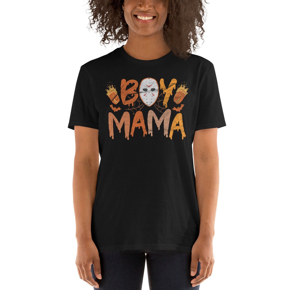 Boy Mama Hockey Scary Masket Halloween Shirt Boy Mama Shirt Hockey Mom Graphic Tee – Everyday Comfort · Perfect For Daily Wear