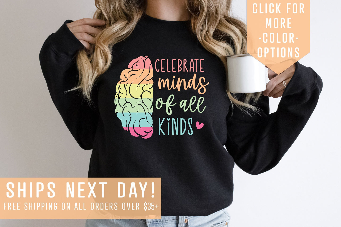 Celebrate Minds Of All Kinds Sweatshirt Autism SweaterInclusion Crewneck HoodieADHD HoodieNeurodiversity ClothesAutism Awareness Outfit Hoodie – Warm & Stylish · Perfect For Daily Wear