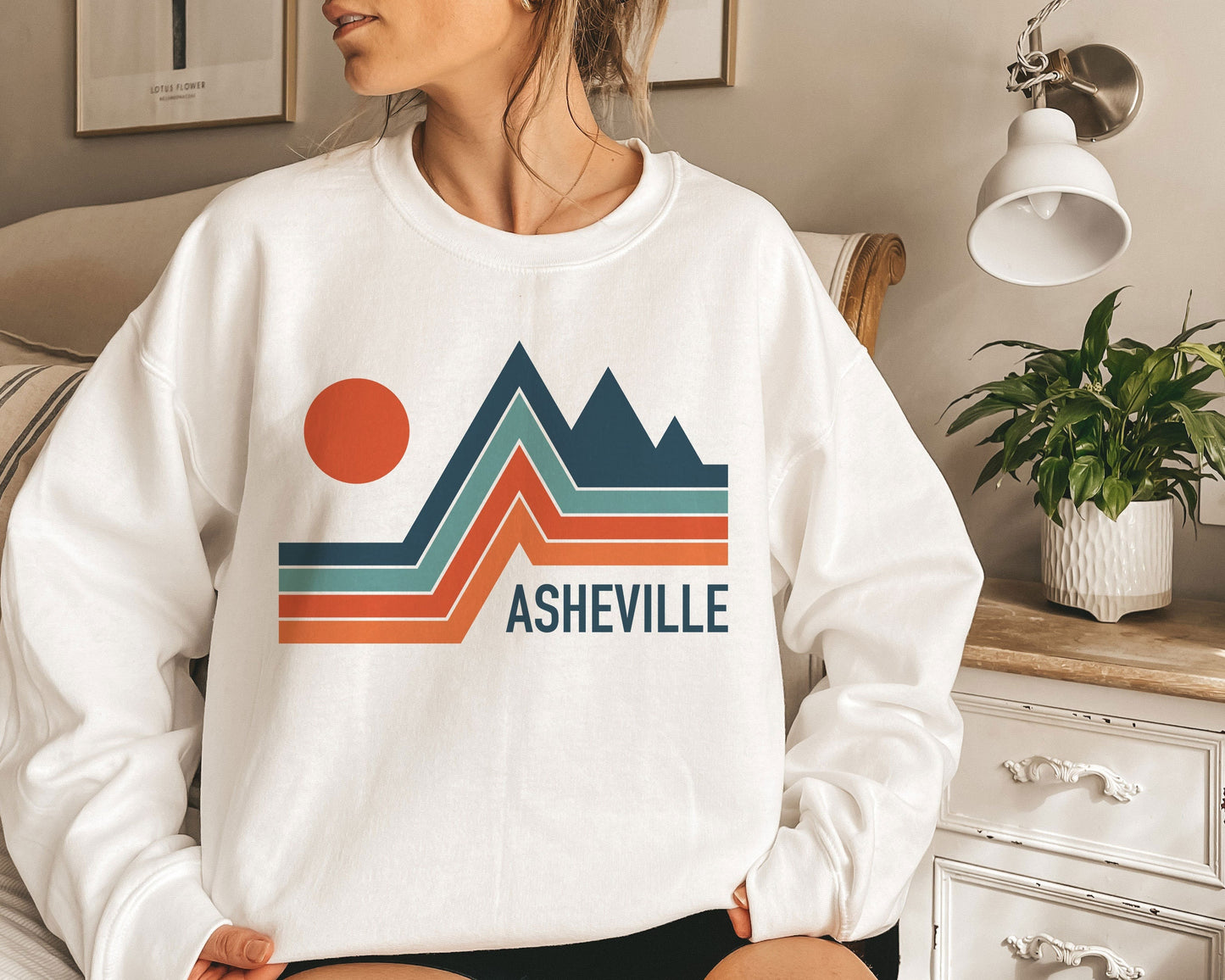 Asheville North Carolina Sweatshirt Unisex Retro Crewneck Asheville Sweatshirt Personalization Available Sweatshirt – Easygoing Wear · Great Gift For Fans
