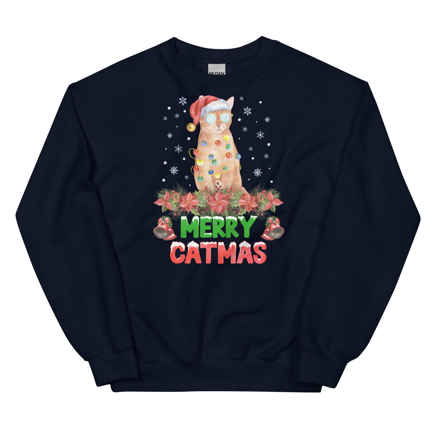 Merry Catmas Sweater Cool Cat Christmas Sweatshirt Cat Owner Gift Sweatshirt – Premium Graphic · High-Quality Print