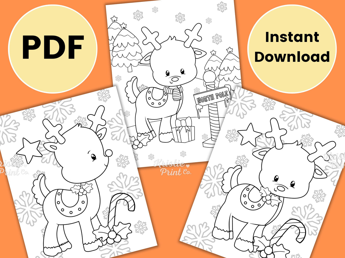 Reindeer Coloring Page Christmas Coloring Pages for Kids Kids Party Games Christmas Activities Animal Coloring Sheet Homeschool Graphic Tee – Easygoing Wear · High-Quality Print