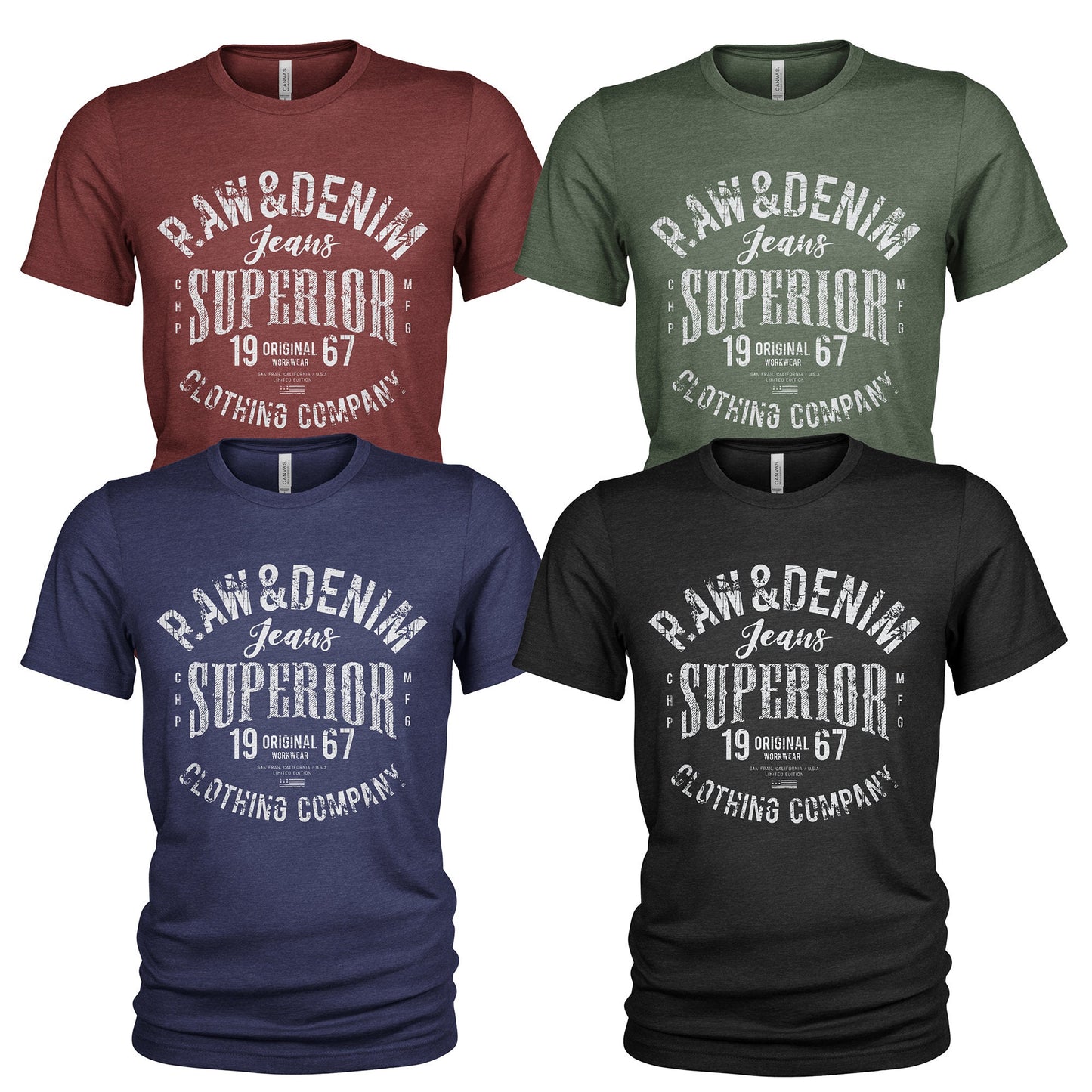 Superior Raw Denim Men39s Casual Wokwear 4 Pack T Shirt Set 3622 Graphic Tee – Easygoing Wear · High-Quality Print