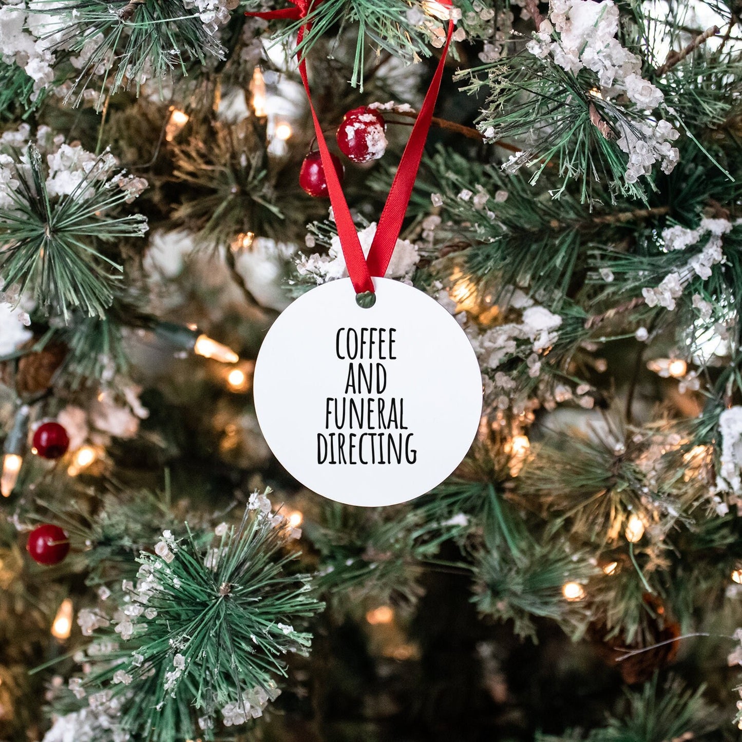 Funeral Director Graduation Gifts Ornament Round Christmas Stocking Stuffer Graphic Tee – Bold Style · High-Quality Print