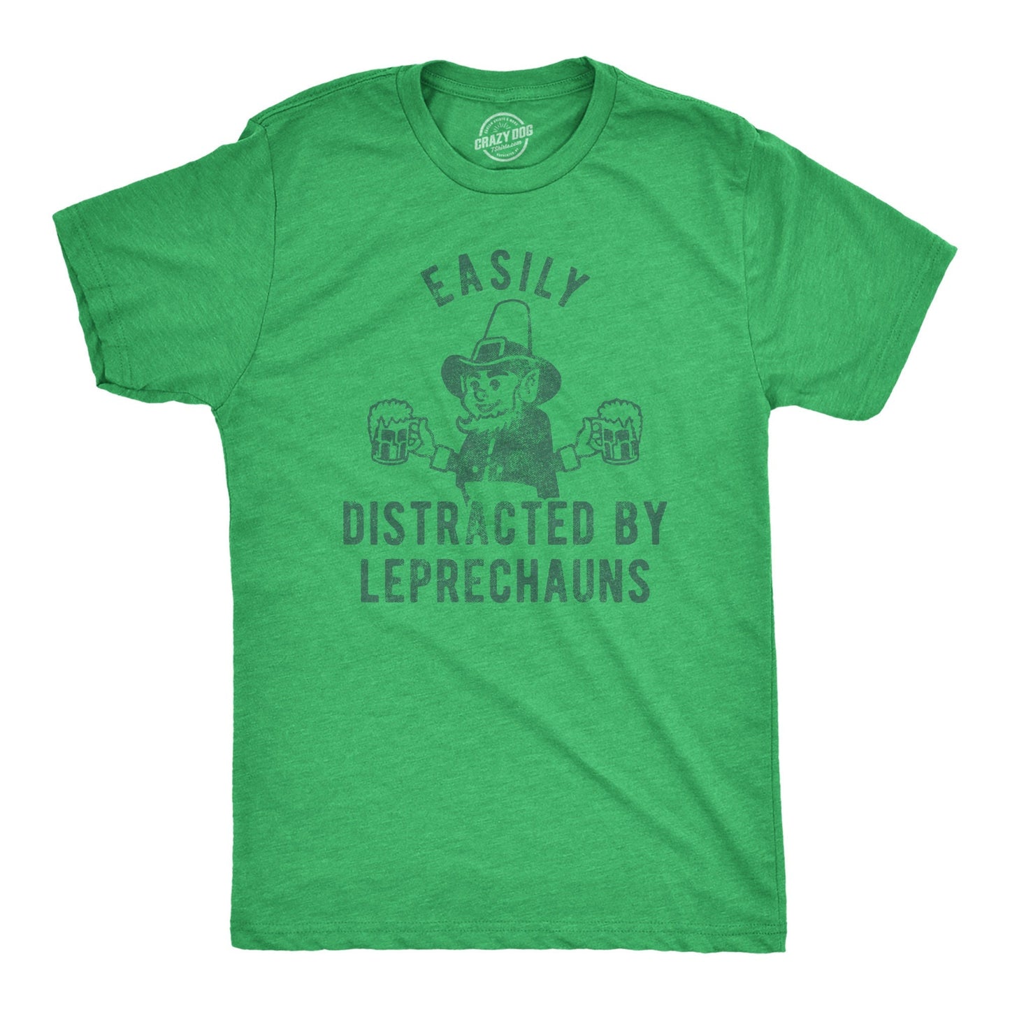 Easily Distracted By Leprechauns St Patricks Mens Shirt Shamrock Shirt Four Leaf Clover Shirt Funny Shirts Drinking Shirt Graphic Tee – Bold Style · High-Quality Print
